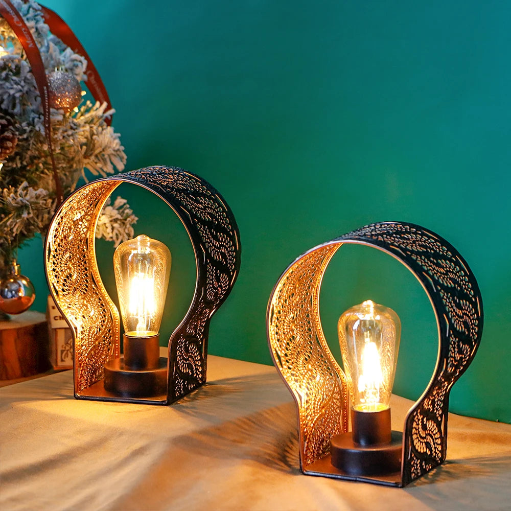 Set of 2 Battery Operated Lamp Unique Cordless Sconces Lantern Metal Cage Wall Mount Lights with 6-Hour Timer for Home Decor
