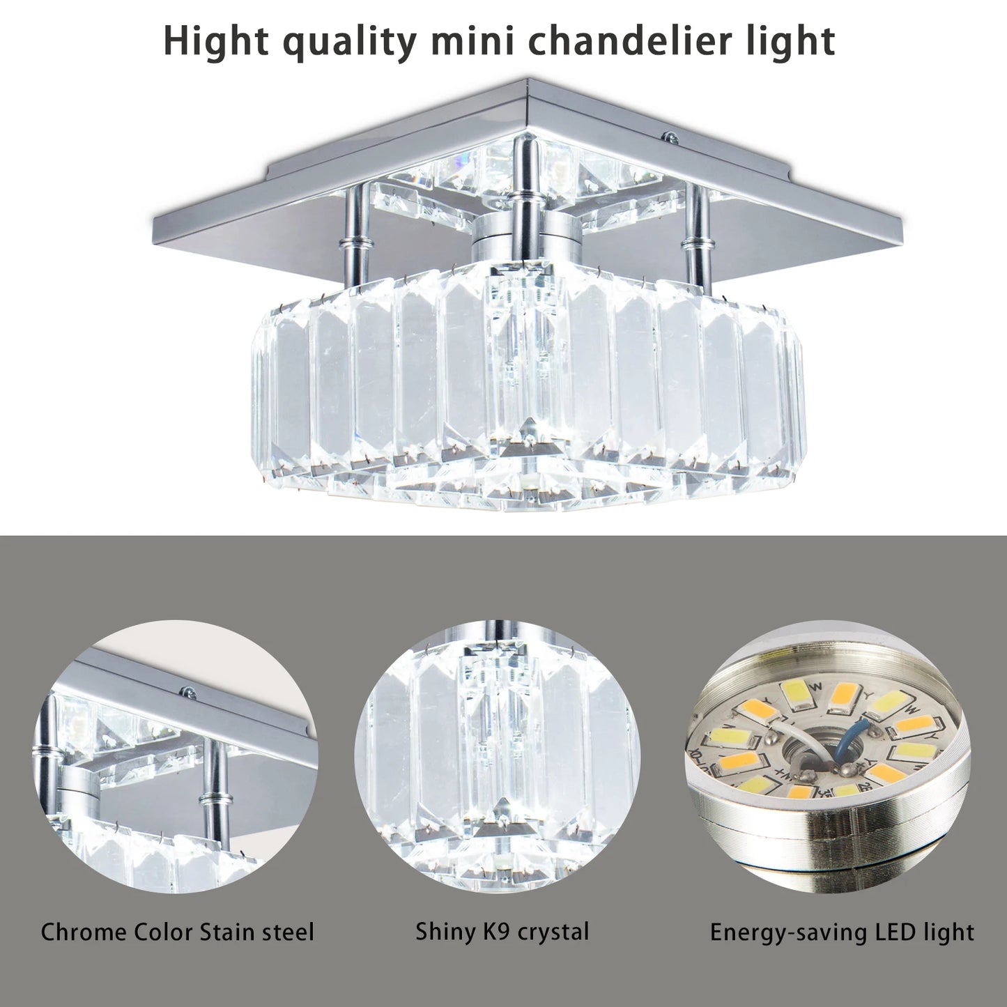 K9 LED Crystal Ceiling Light Modern Square Chandelier for Luxury Living Room Pendant Lights for Home Decor