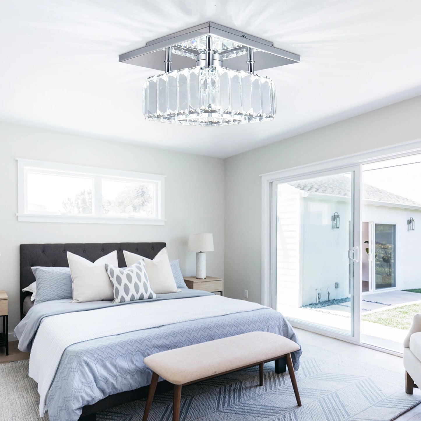 K9 LED Crystal Ceiling Light Modern Square Chandelier for Luxury Living Room Pendant Lights for Home Decor