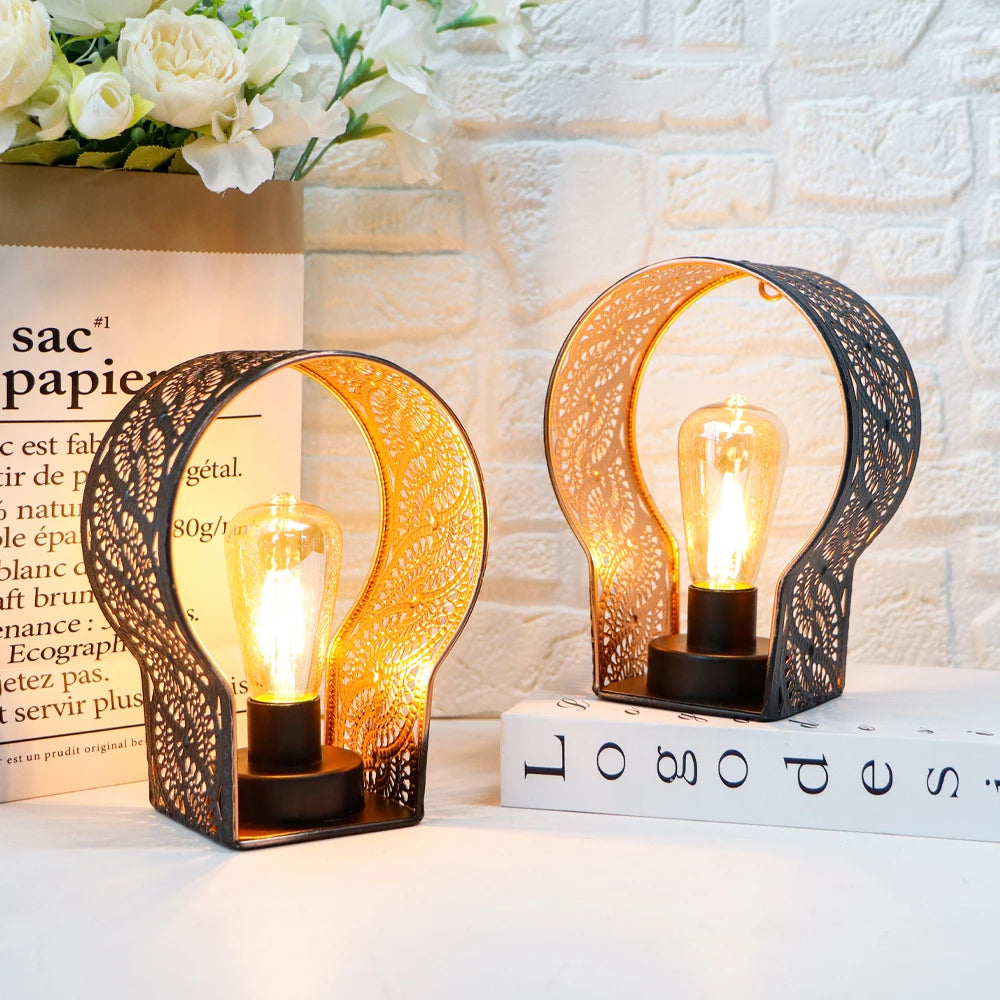 Set of 2 Battery Operated Lamp Unique Cordless Sconces Lantern Metal Cage Wall Mount Lights with 6-Hour Timer for Home Decor