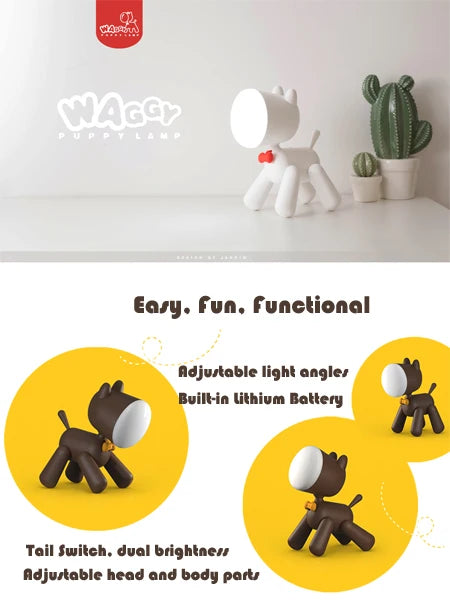 Puppy Cordless Battery Operated Study Table Lamp Home Decor Cute USB Rechargeable Led Nurse Night Light for Kid Bedroom