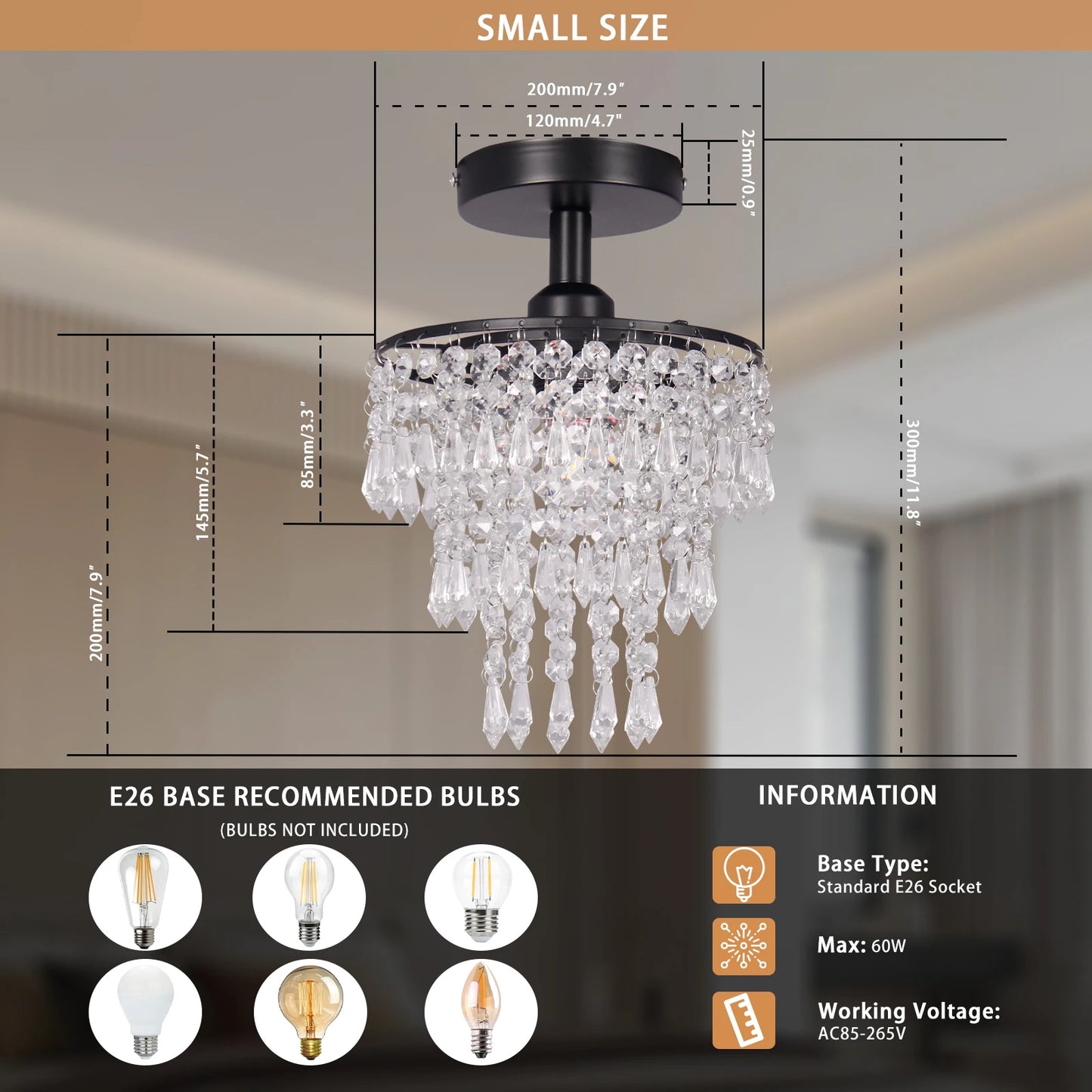 K9 Crystals Chandelier Modern Nordic Black Crystal Pendant Ceiling Lights for Living Room and Hotel Home Decor