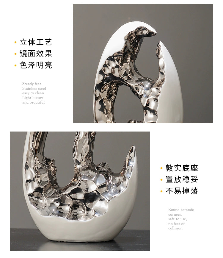 Simple and modern luxury gold and silver egg decorations, decorations, living room foyer, wine, TV cabinet, office high-end gift