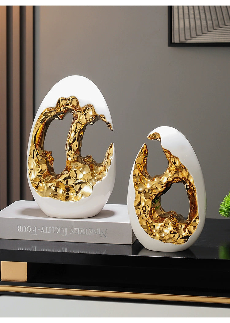Simple and modern luxury gold and silver egg decorations, decorations, living room foyer, wine, TV cabinet, office high-end gift