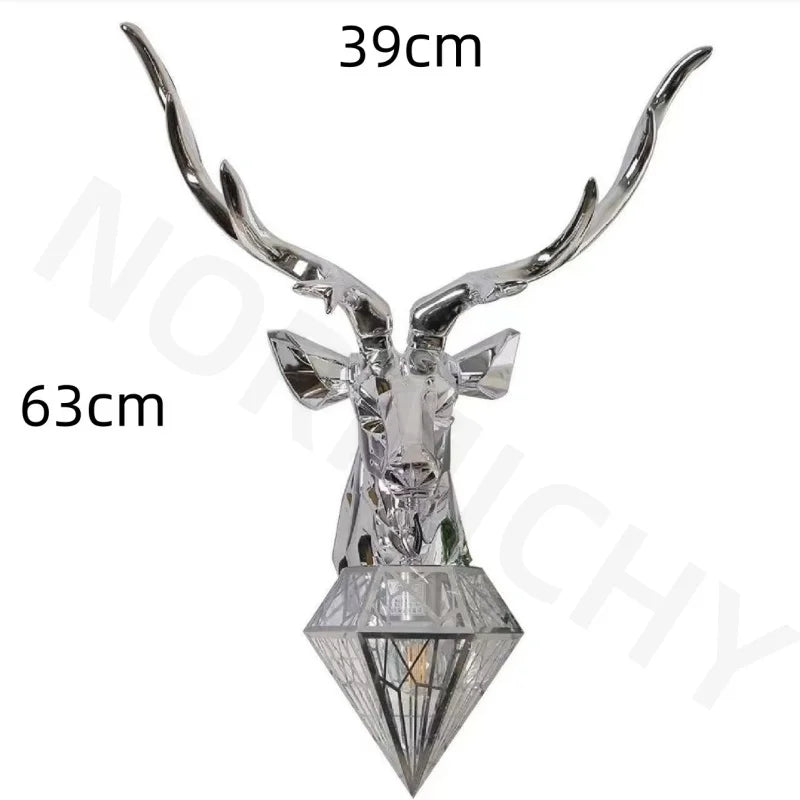 Retro Deer Antlers Deer Heads Wall Lamp Personalized American Art Rural Style Creative Living Room Bedside Decoration bedroomLED