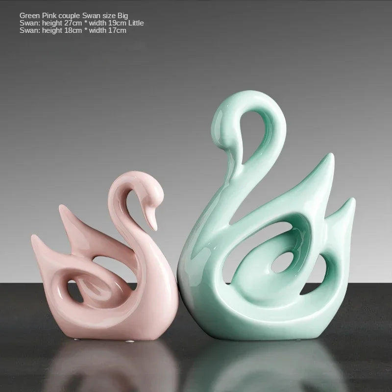 Silver Plated Bouble Couple Kiss Fish Vase Modern Europe Ceramic Furnishing Articles Office Home Livingroom Ornament Decoration