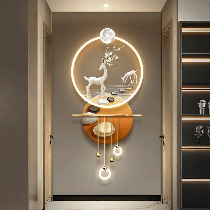 factory direct sales decorative landscape art printing home decoration acrylic iron bell painting mural art led lamp