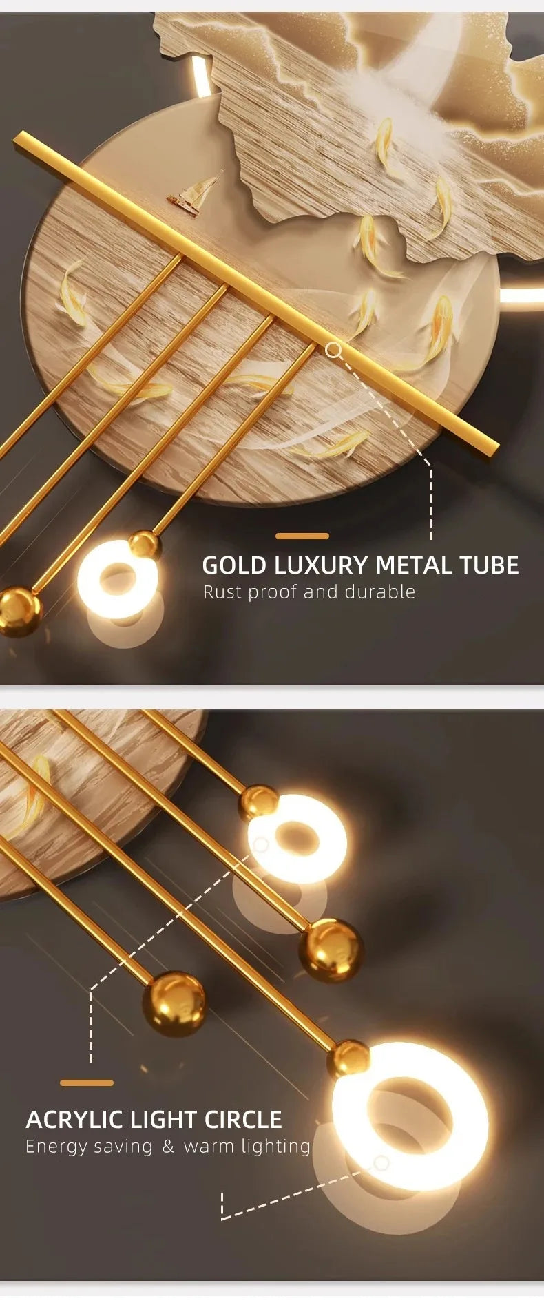 LED Decorative Wall Decorative Painting Art Luxury Metal Light for HomeAcrylic Decorative Painting Hanging Decorations