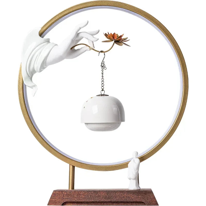 New Chinese Zen Buddha Hand Lotus Incense Decoration Creative Living Room Decorative Light Ring Reverse Flow Incense Burner