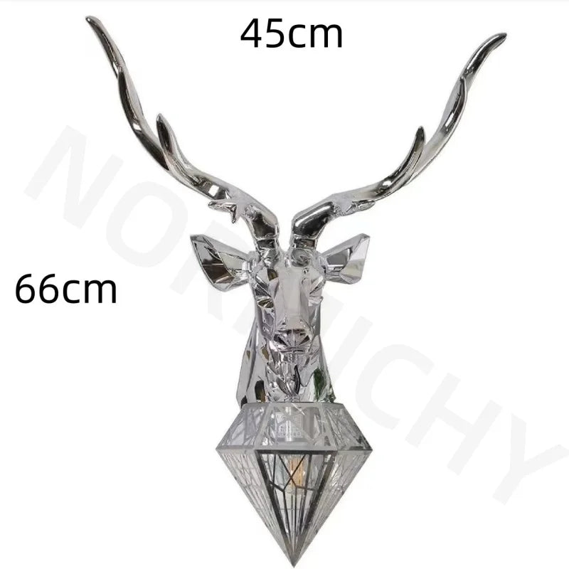 Retro Deer Antlers Deer Heads Wall Lamp Personalized American Art Rural Style Creative Living Room Bedside Decoration bedroomLED