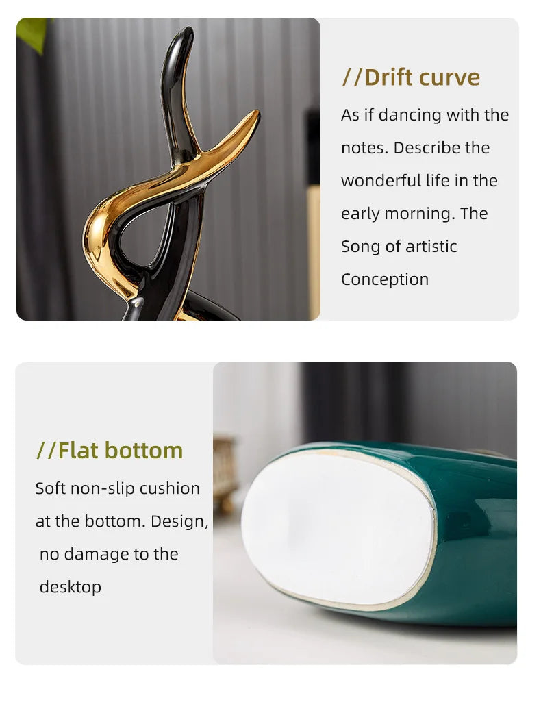 Nordic Abstract Ceramic Figurine Light Luxury Living Room Home Decoration Office Sculpture Decor Desk Accessories Craft Gift