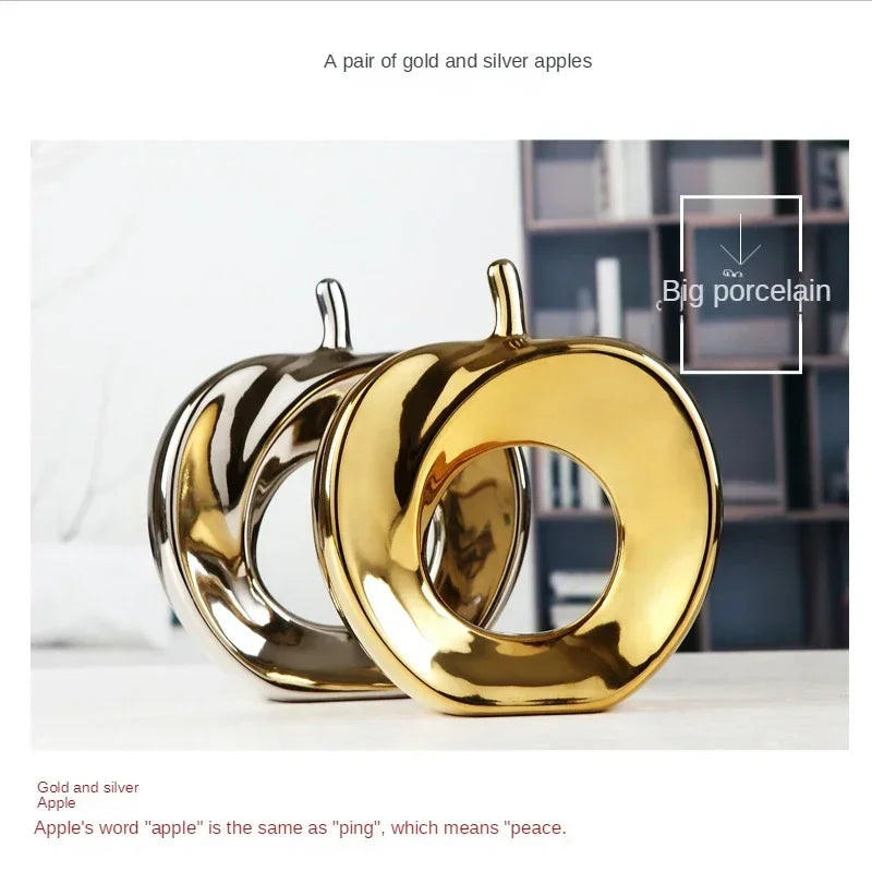 Silver Plated Bouble Couple Kiss Fish Vase Modern Europe Ceramic Furnishing Articles Office Home Livingroom Ornament Decoration