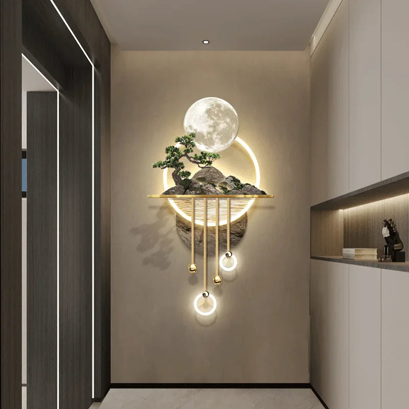 factory direct sales decorative landscape art printing home decoration acrylic iron bell painting mural art led lamp