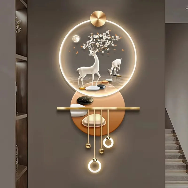 LED Decorative Wall Decorative Painting Art Luxury Metal Light for HomeAcrylic Decorative Painting Hanging Decorations