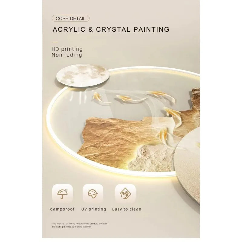 LED Decorative Wall Decorative Painting Art Luxury Metal Light for HomeAcrylic Decorative Painting Hanging Decorations