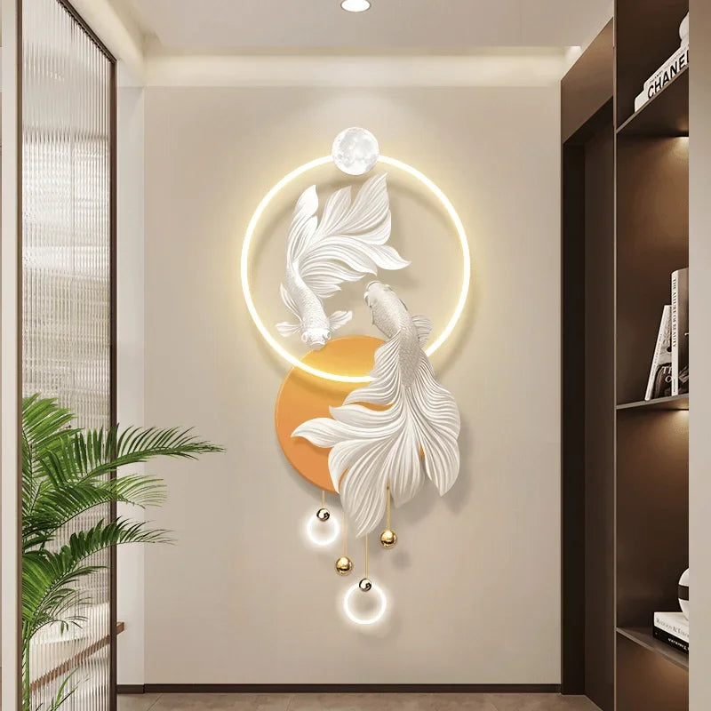 factory direct sales decorative landscape art printing home decoration acrylic iron bell painting mural art led lamp