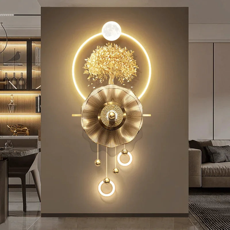factory direct sales decorative landscape art printing home decoration acrylic iron bell painting mural art led lamp