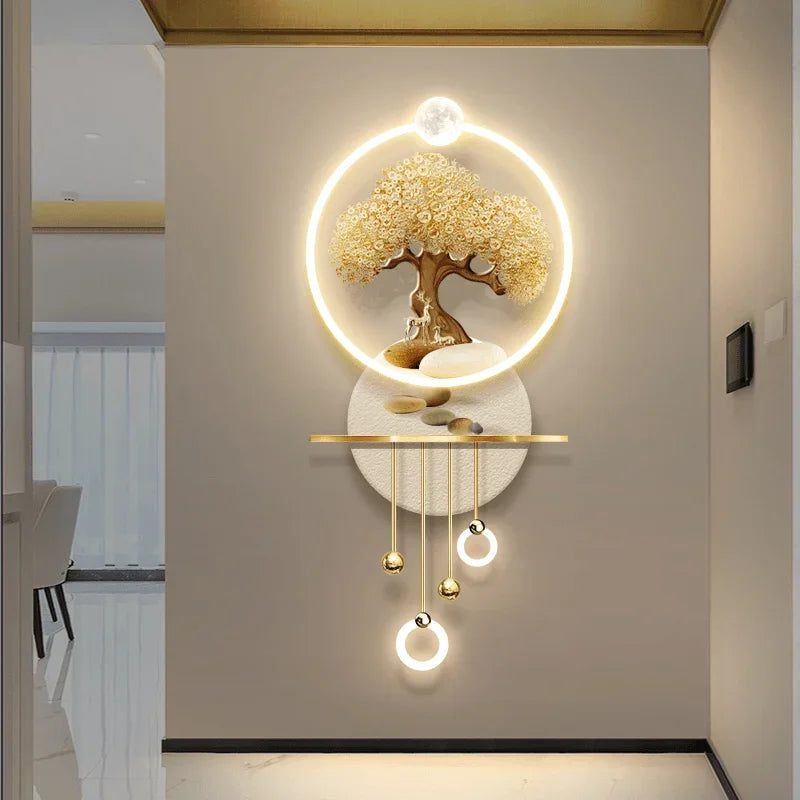 factory direct sales decorative landscape art printing home decoration acrylic iron bell painting mural art led lamp