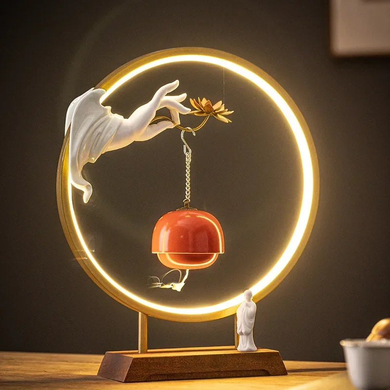 New Chinese Zen Buddha Hand Lotus Incense Decoration Creative Living Room Decorative Light Ring Reverse Flow Incense Burner