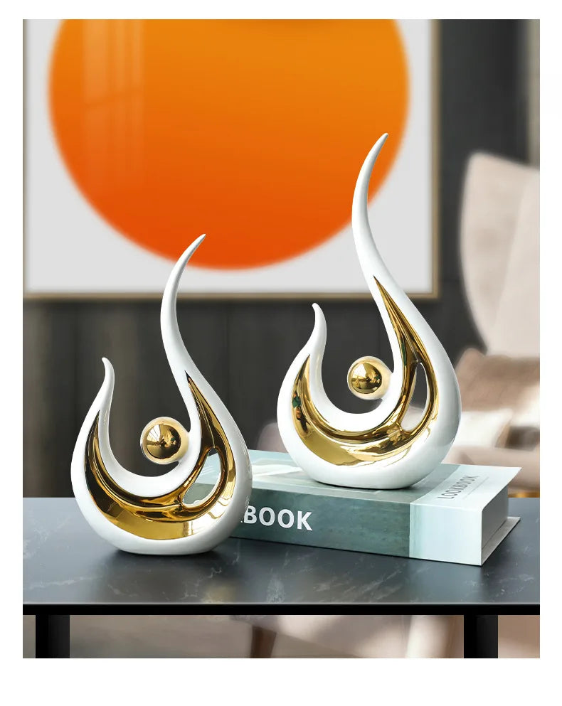 Nordic Abstract Ceramic Figurine Light Luxury Living Room Home Decoration Office Sculpture Decor Desk Accessories Craft Gift