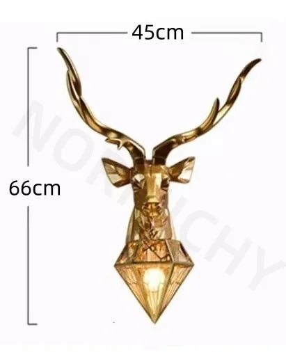 Retro Deer Antlers Deer Heads Wall Lamp Personalized American Art Rural Style Creative Living Room Bedside Decoration bedroomLED