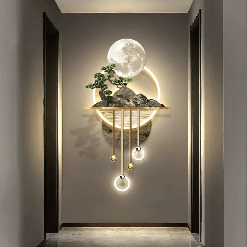 factory direct sales decorative landscape art printing home decoration acrylic iron bell painting mural art led lamp