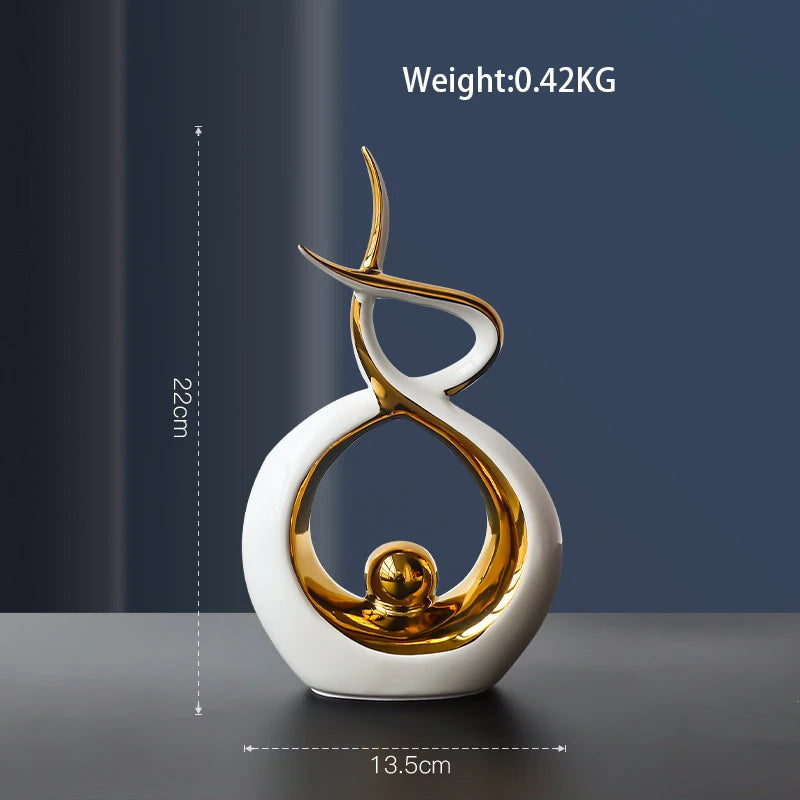 Nordic Abstract Ceramic Figurine Light Luxury Living Room Home Decoration Office Sculpture Decor Desk Accessories Craft Gift