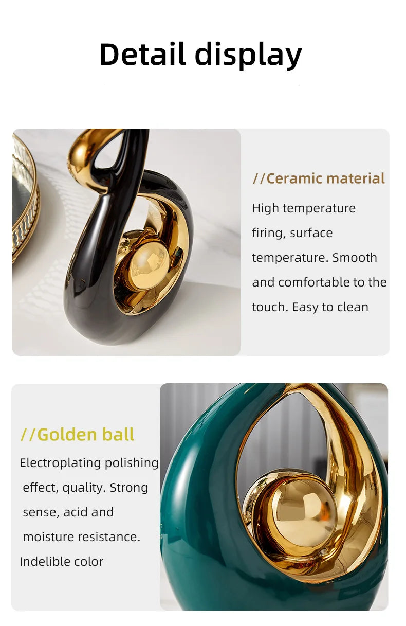 Nordic Abstract Ceramic Figurine Light Luxury Living Room Home Decoration Office Sculpture Decor Desk Accessories Craft Gift