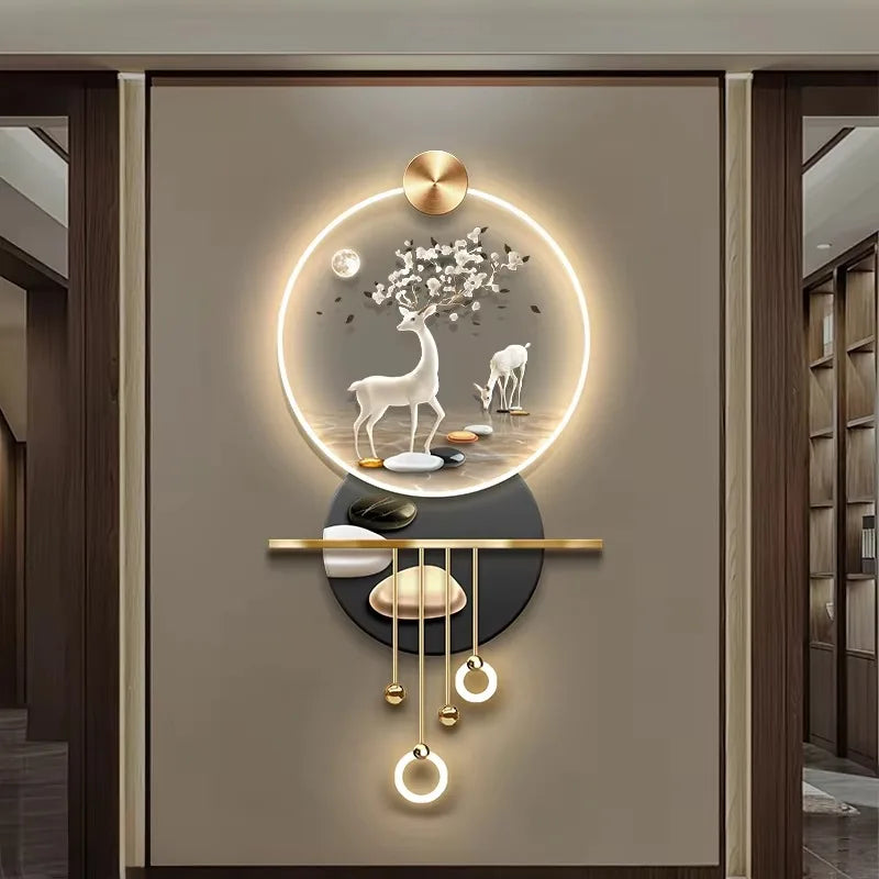 LED Decorative Wall Decorative Painting Art Luxury Metal Light for HomeAcrylic Decorative Painting Hanging Decorations