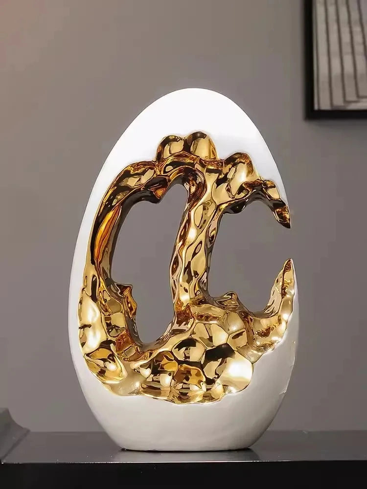 Simple and modern luxury gold and silver egg decorations, decorations, living room foyer, wine, TV cabinet, office high-end gift