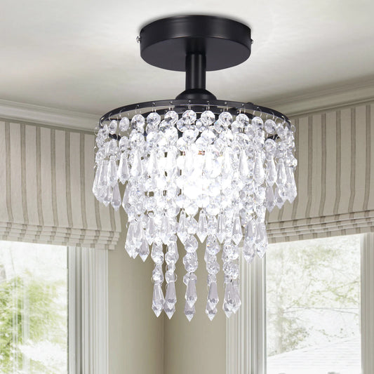 K9 Crystals Chandelier Modern Nordic Black Crystal Pendant Ceiling Lights for Living Room and Hotel Home Decor
