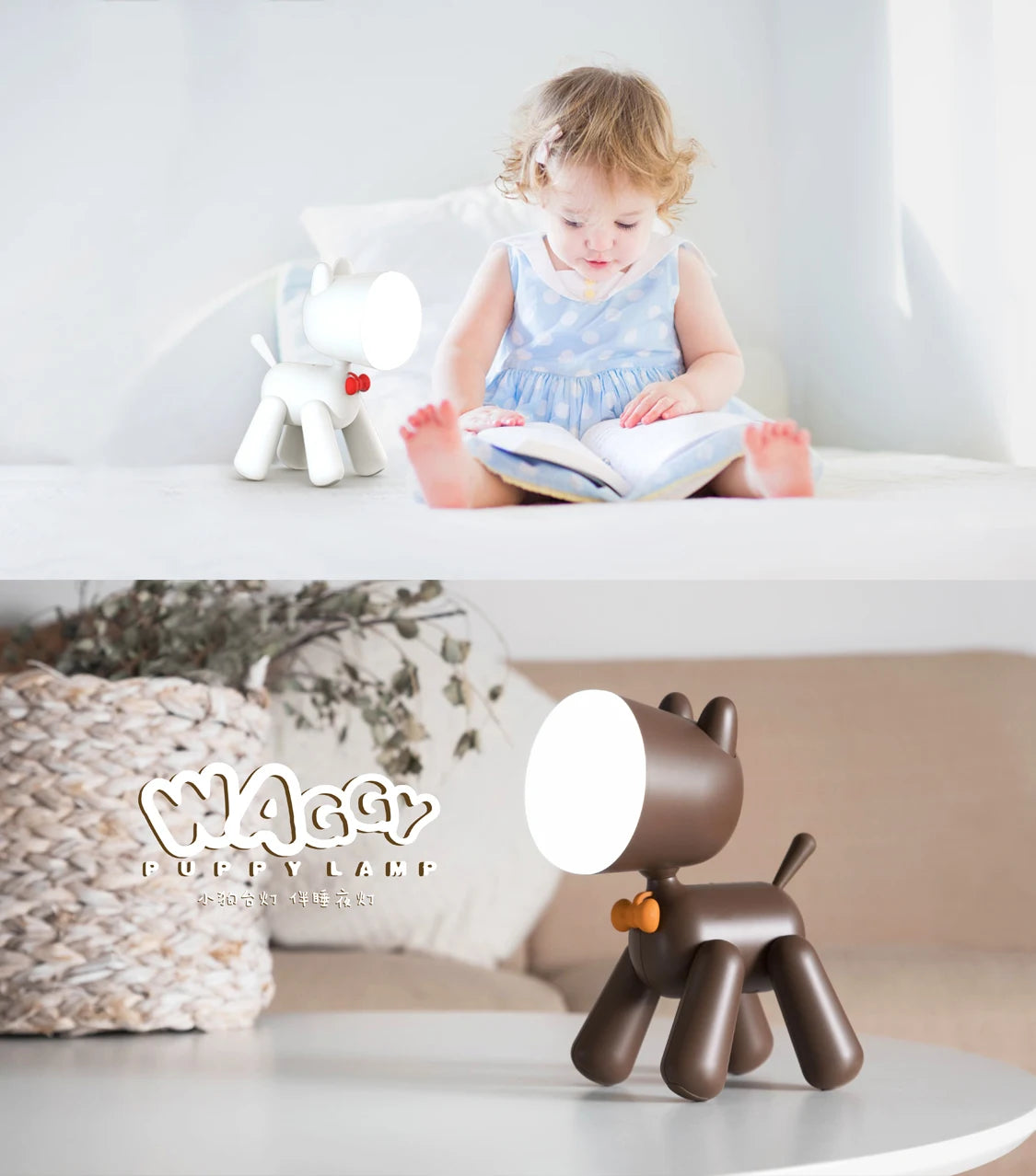 Puppy Cordless Battery Operated Study Table Lamp Home Decor Cute USB Rechargeable Led Nurse Night Light for Kid Bedroom