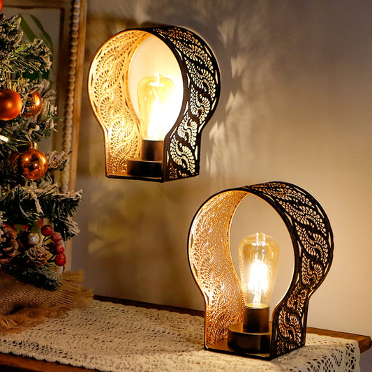 Set of 2 Battery Operated Lamp Unique Cordless Sconces Lantern Metal Cage Wall Mount Lights with 6-Hour Timer for Home Decor
