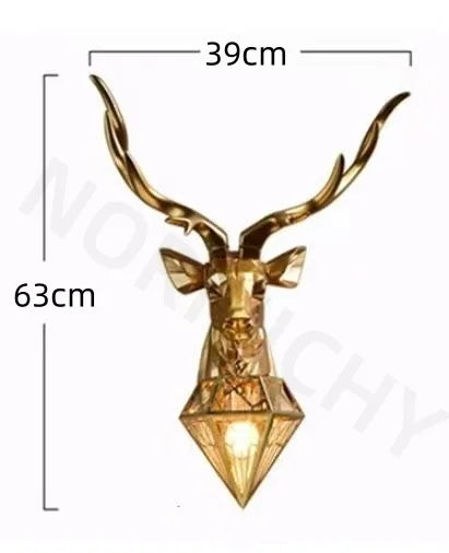 Retro Deer Antlers Deer Heads Wall Lamp Personalized American Art Rural Style Creative Living Room Bedside Decoration bedroomLED