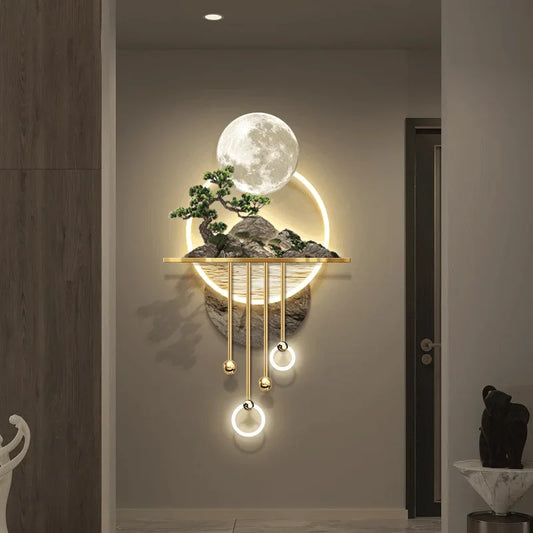 factory direct sales decorative landscape art printing home decoration acrylic iron bell painting mural art led lamp