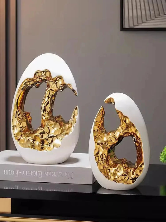 Simple and modern luxury gold and silver egg decorations, decorations, living room foyer, wine, TV cabinet, office high-end gift