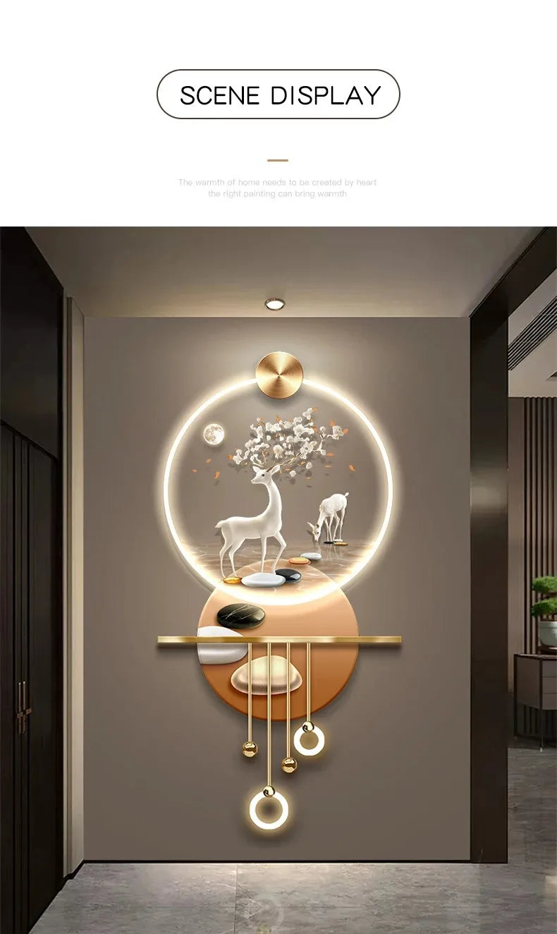 LED Decorative Wall Decorative Painting Art  Luxury Metal Light for HomeAcrylic Decorative Painting Hanging Decorations