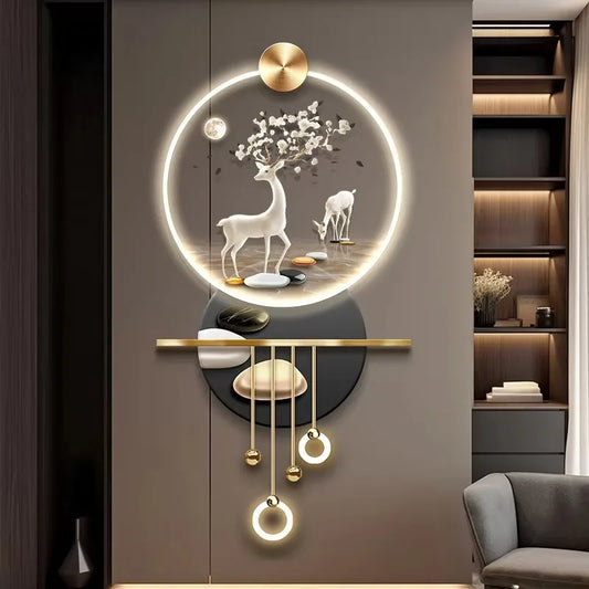 LED Decorative Wall Decorative Painting Art  Luxury Metal Light for HomeAcrylic Decorative Painting Hanging Decorations