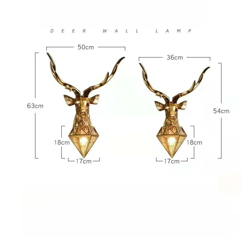 Retro Deer Antlers Deer Heads Wall Lamp Personalized American Art Rural Style Creative Living Room Bedside Decoration bedroomLED