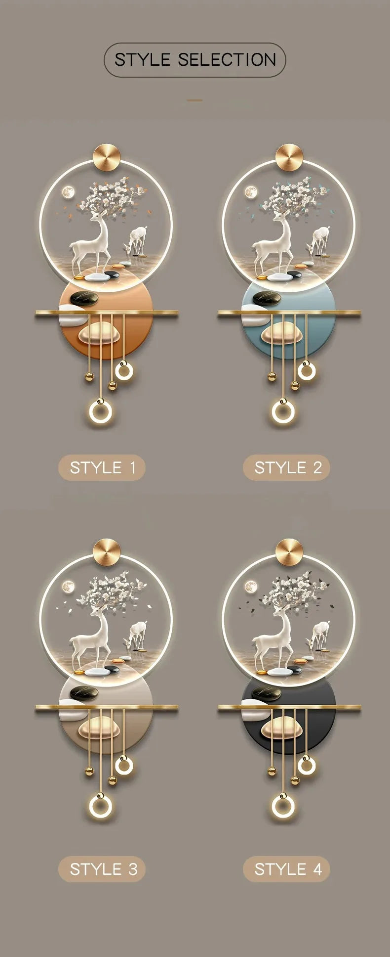 LED Decorative Wall Decorative Painting Art  Luxury Metal Light for HomeAcrylic Decorative Painting Hanging Decorations