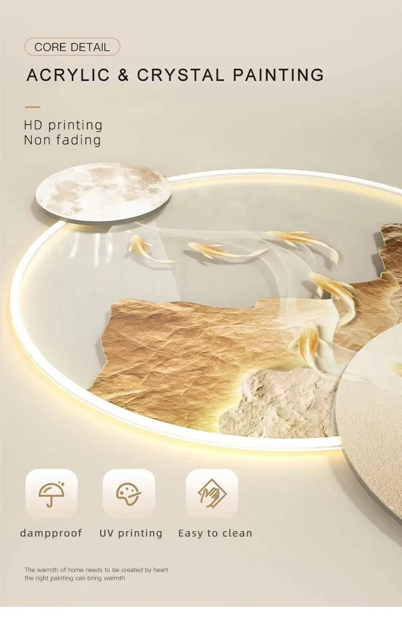 LED Decorative Wall Decorative Painting Art  Luxury Metal Light for HomeAcrylic Decorative Painting Hanging Decorations